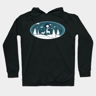 Paper cut Christmas Winter Landscape Hoodie